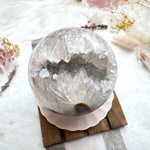 Gorgeous Large Agate Sphere with Druzy